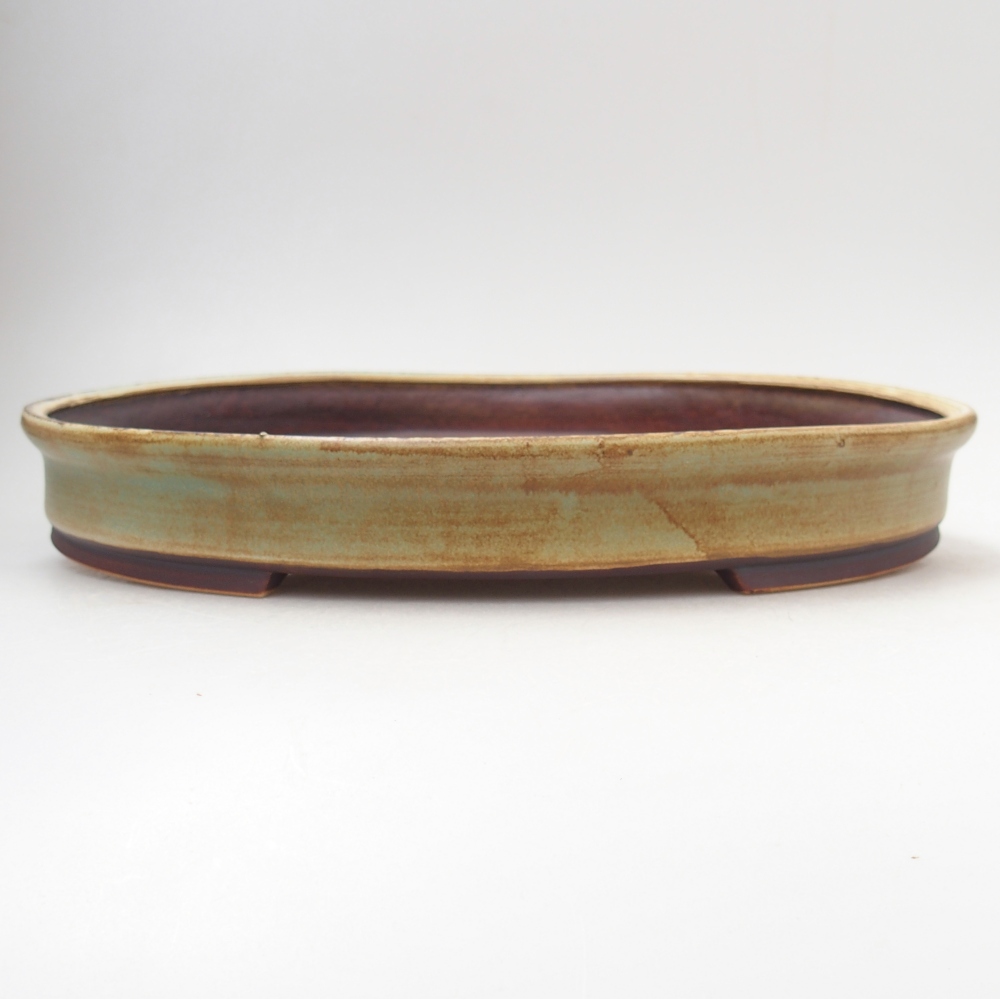 Ceramic bonsai bowl 30 x 26,5 x 4 cm, green