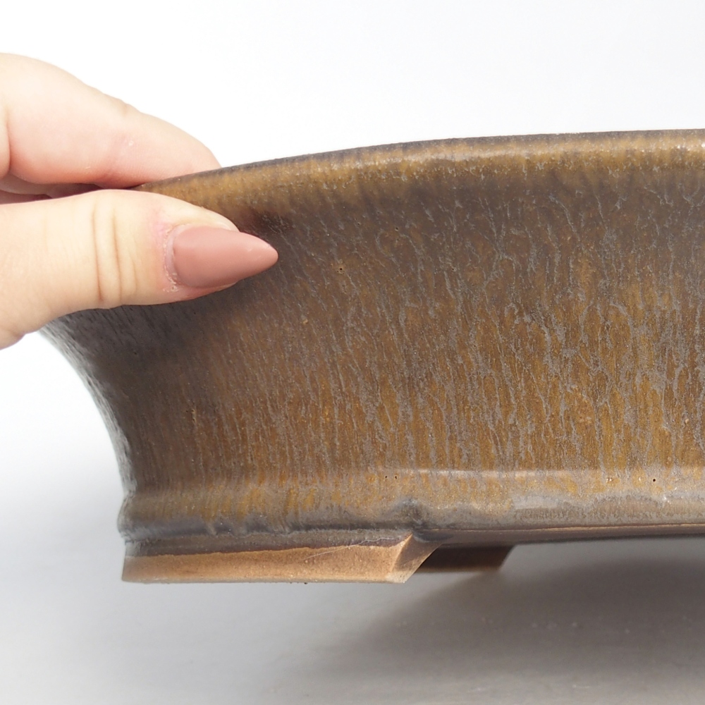 Ceramic bonsai bowl 32 x 29 x 7 cm, brown