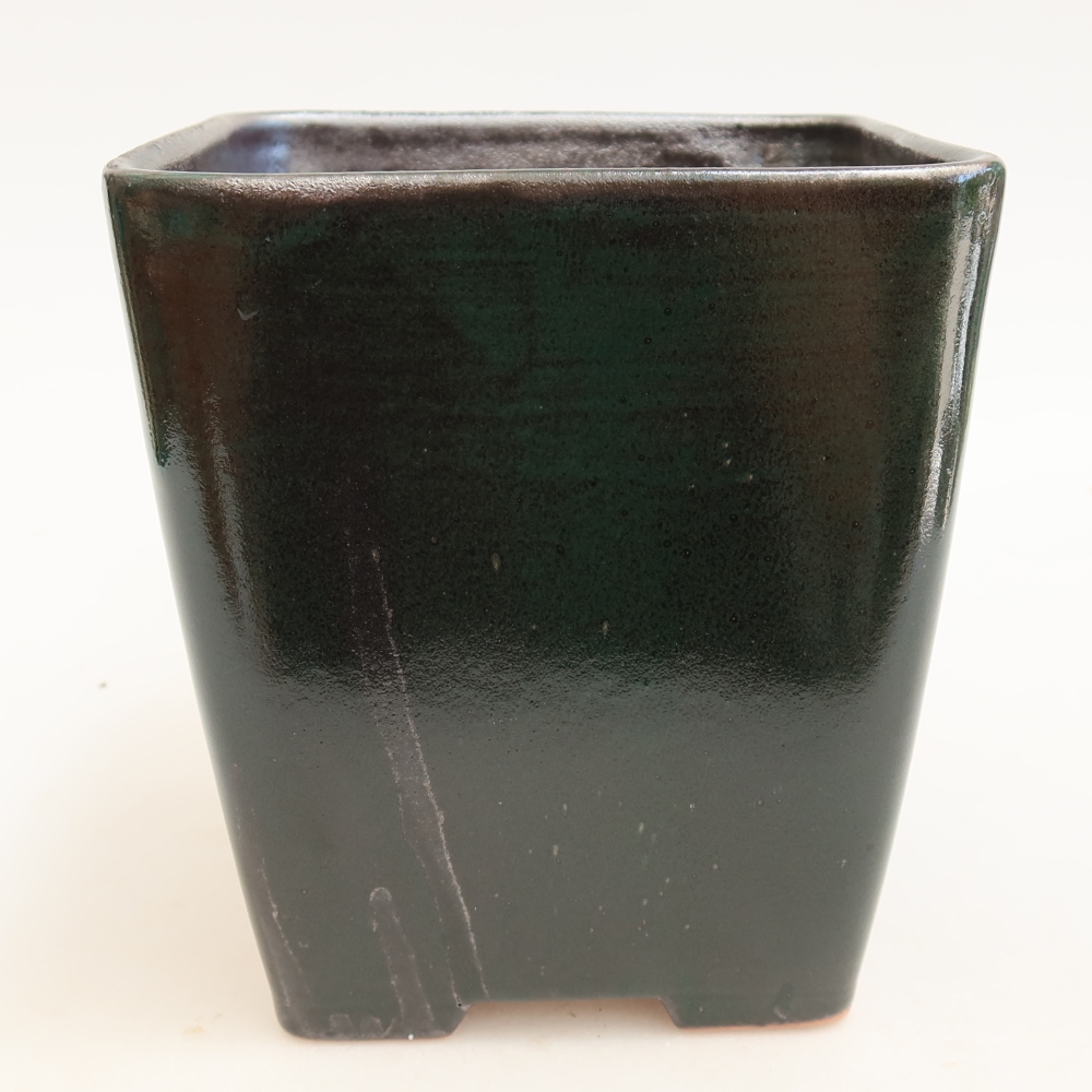 Ceramic bonsai bowl 13,5 x 13,5 x 15 cm, green