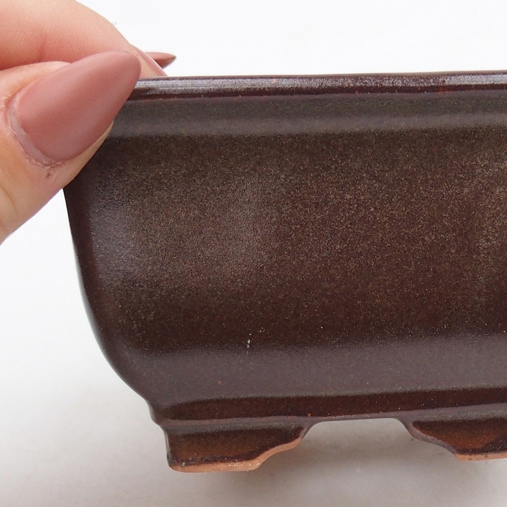 Ceramic bonsai bowl 10 x 10 x 6 cm, burgundy