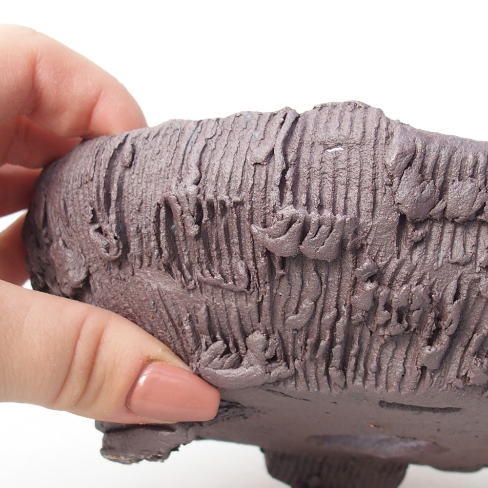 Ceramic bonsai bowl 17 x 16 x 7 cm, metal colour