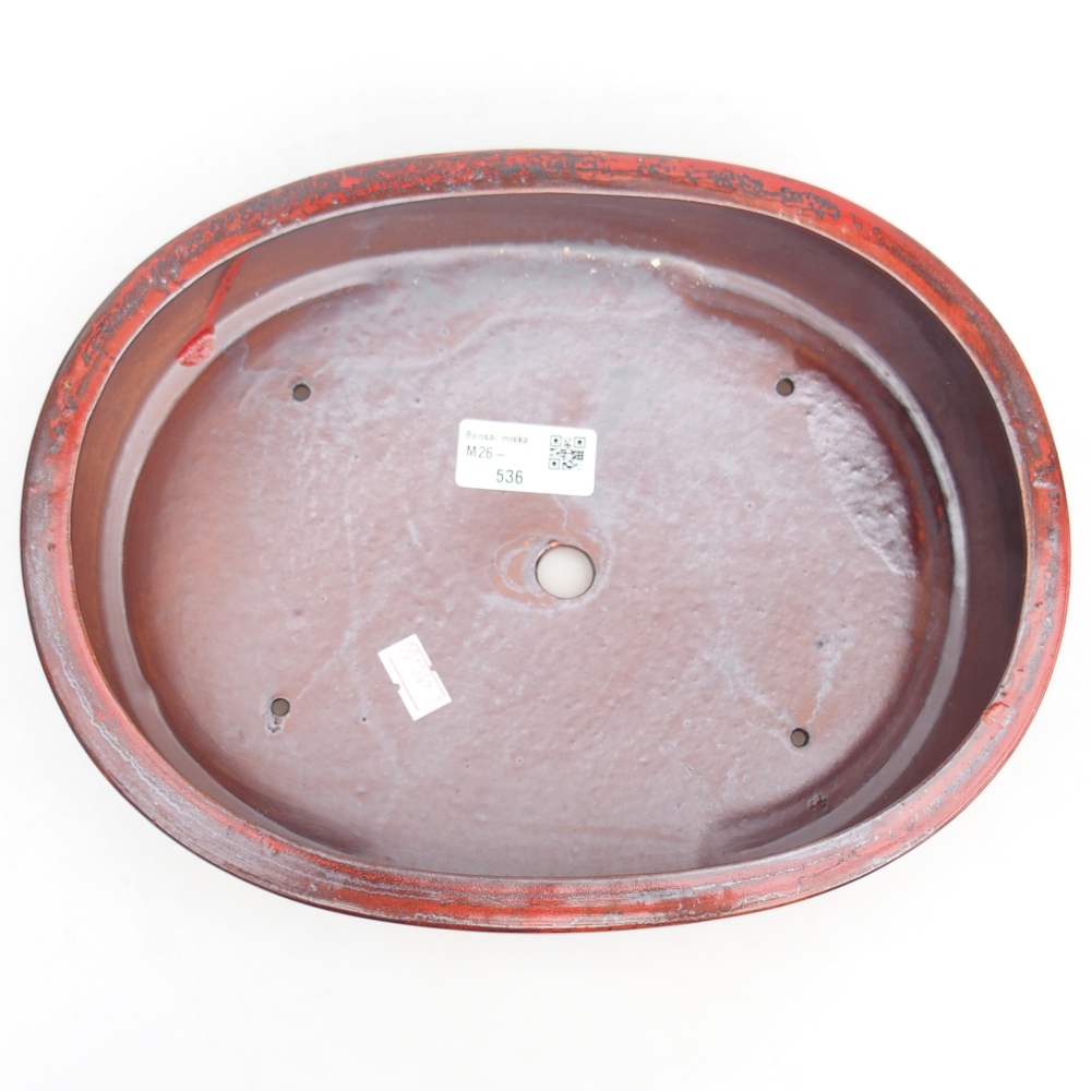 Ceramic bonsai bowl 27 x 21 x 5 cm, colour red
