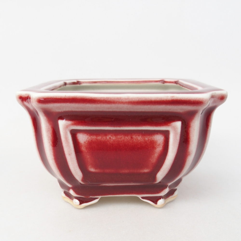 Ceramic bonsai bowl 11 x 11 x 7 cm, colour red