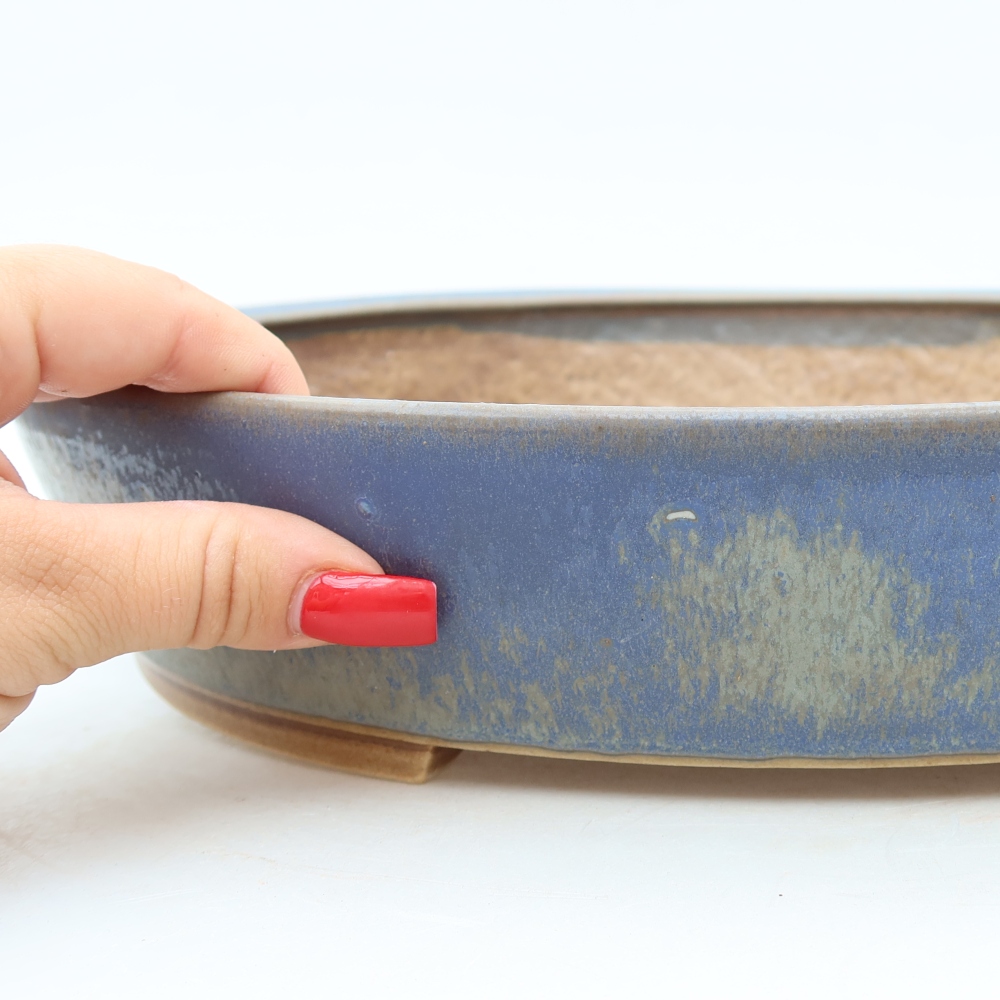 Ceramic bonsai pot, 32 x 28 x 6.5 cm, blue