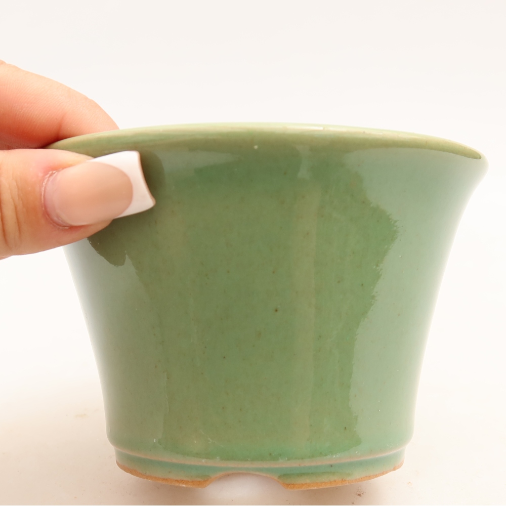 Ceramic bonsai bowl 11 x 11 x 7 cm, green