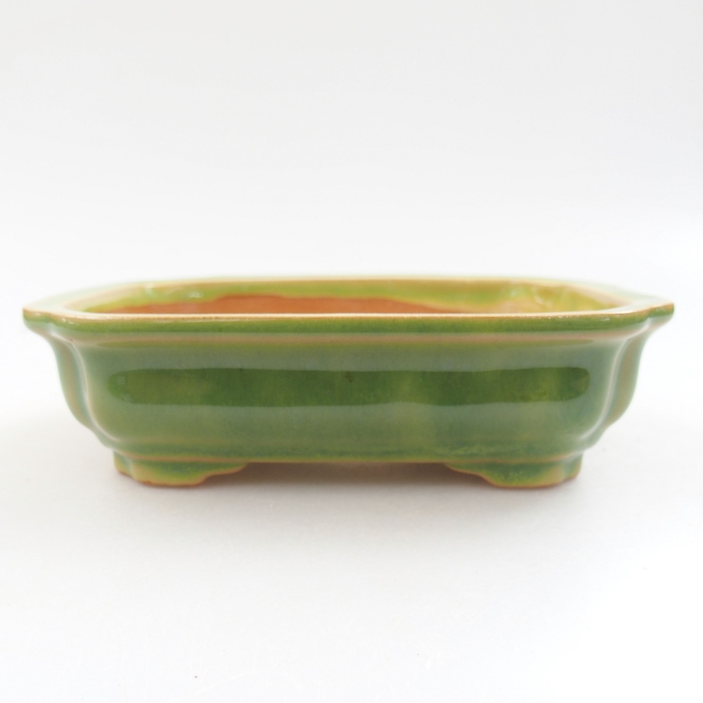 Ceramic bonsai bowl 14 x 10,5 x 4 cm, color green