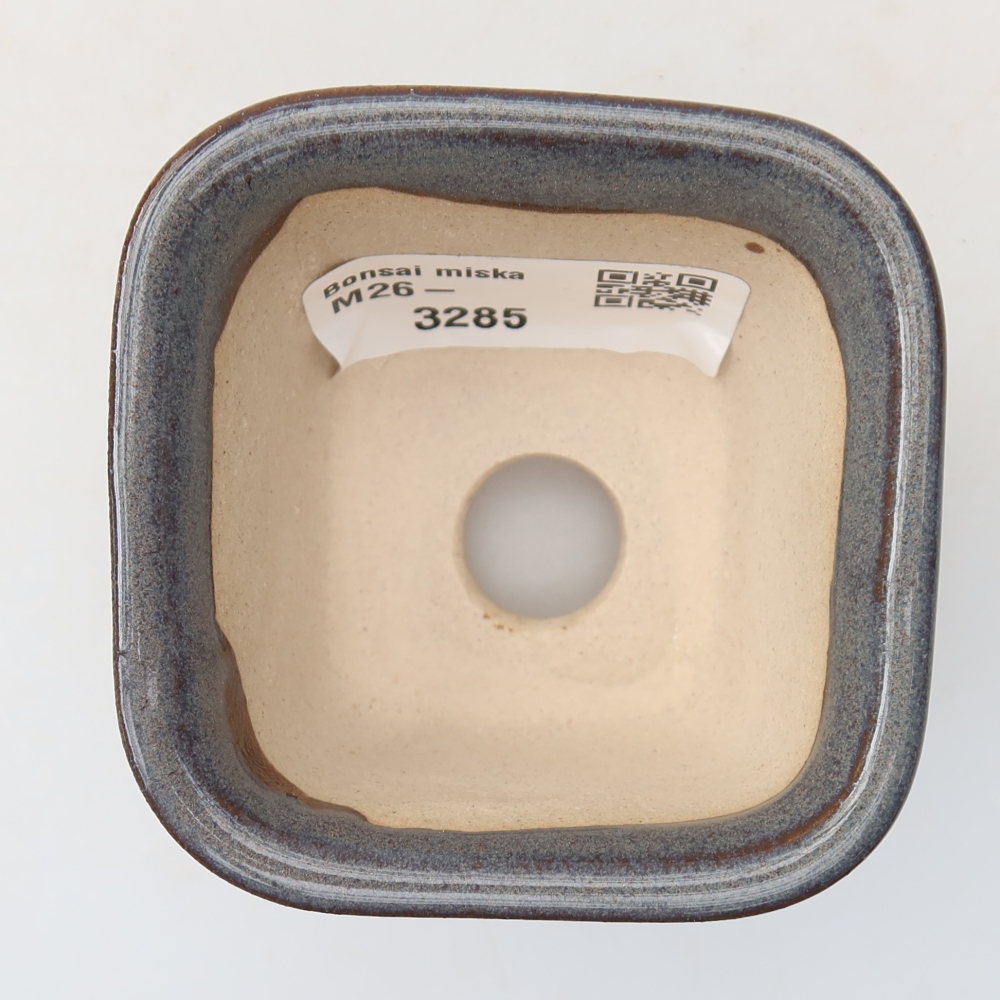 Ceramic bonsai pot, 6.5 x 6.5 x 5 cm, gray