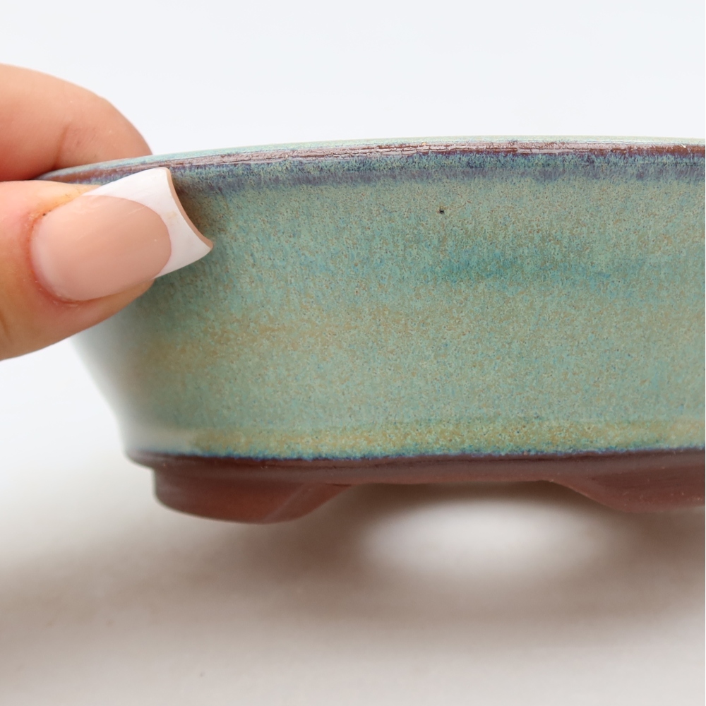 Ceramic bonsai pot, 14.5 x 14.5 x 4.5 cm, green