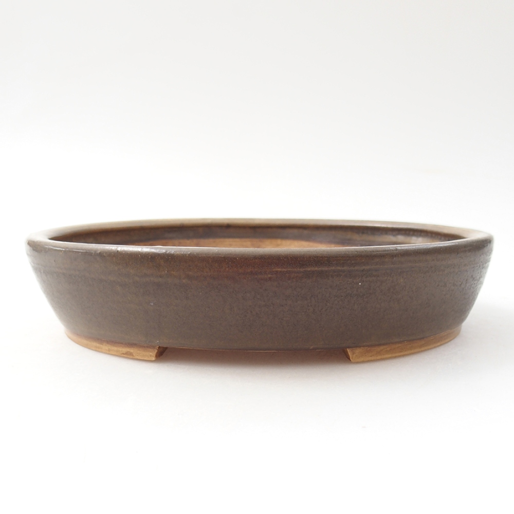 Ceramic bonsai bowl 20,5 x 18,5 x 4,5  cm, color brown