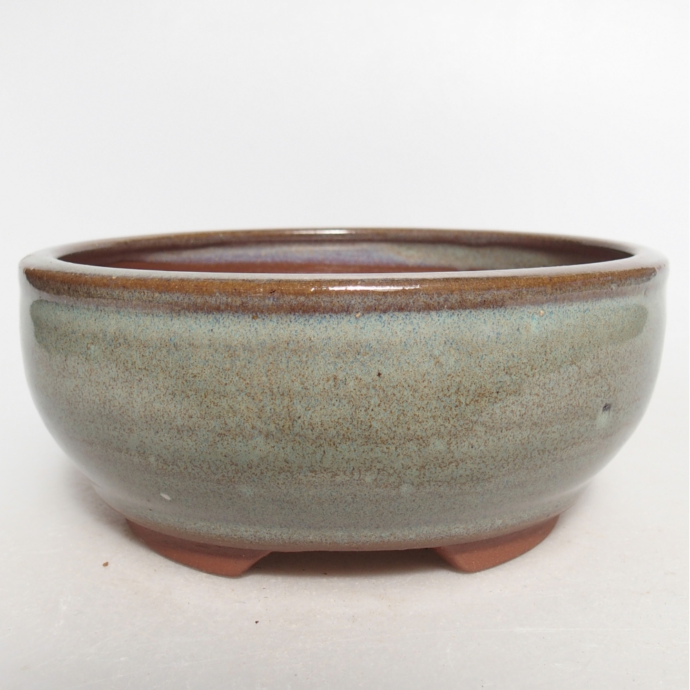 Ceramic bonsai bowl 14 x 14 x 6 cm, green