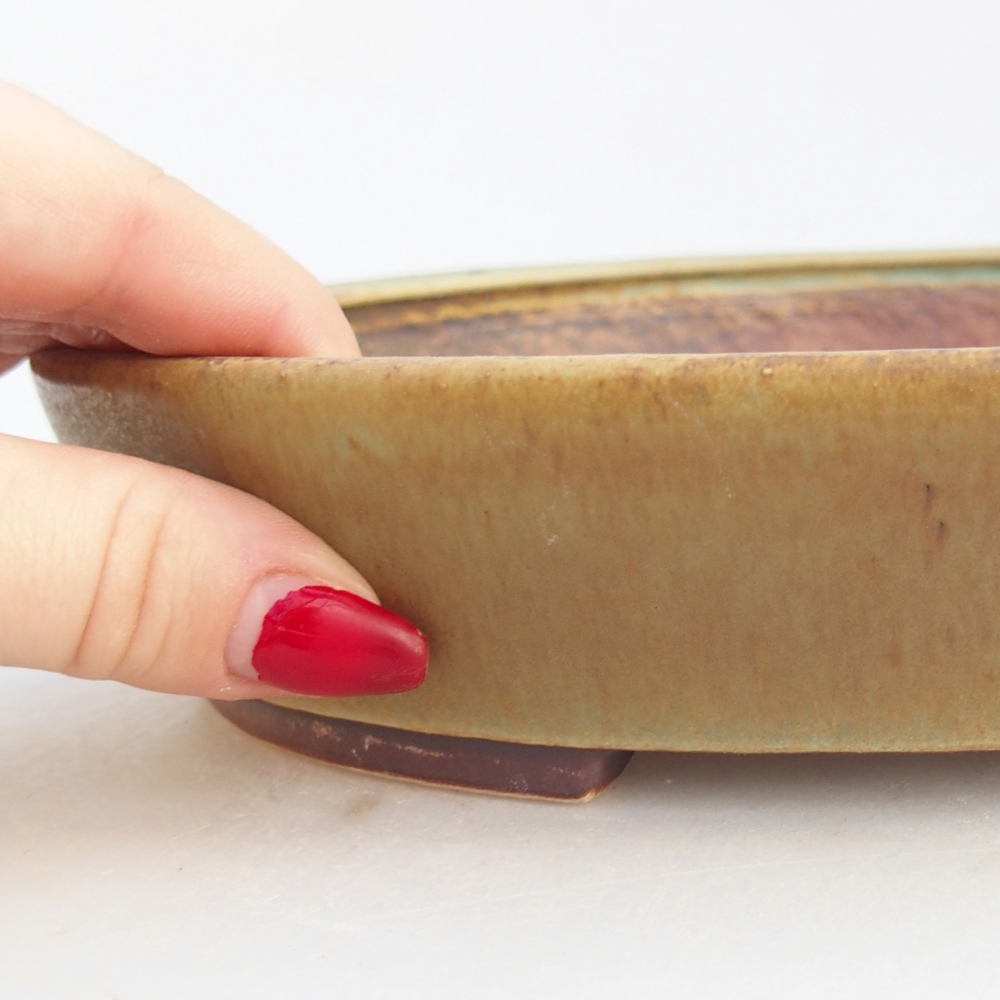 Ceramic bonsai bowl 23 x 20 x 4,5 cm, green