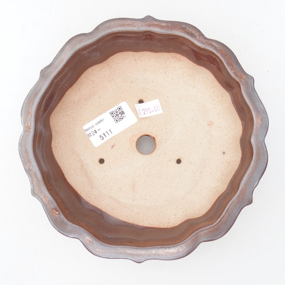 Ceramic bonsai bowl 18,5 x 18,5 x 5 cm, color brown