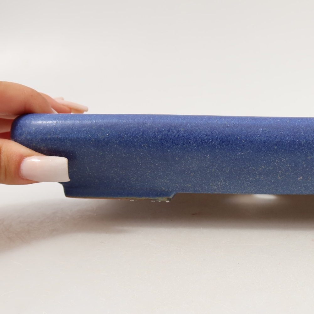 Ceramic bonsai pot, 24 x 17.5 x 4 cm, blue