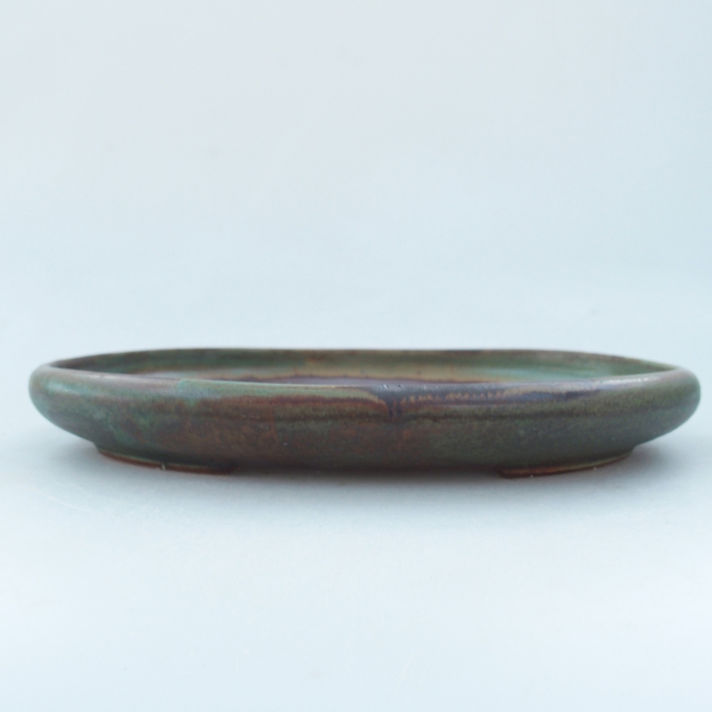 Ceramic bonsai bowl 22,5 x 16,5 x 3 cm, green