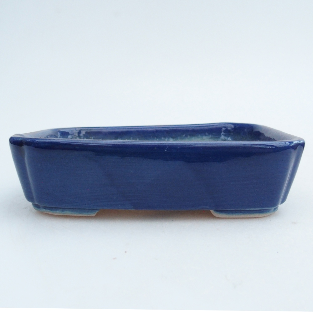 Ceramic bonsai bowl 12 x 9 x 3 cm, colour blue