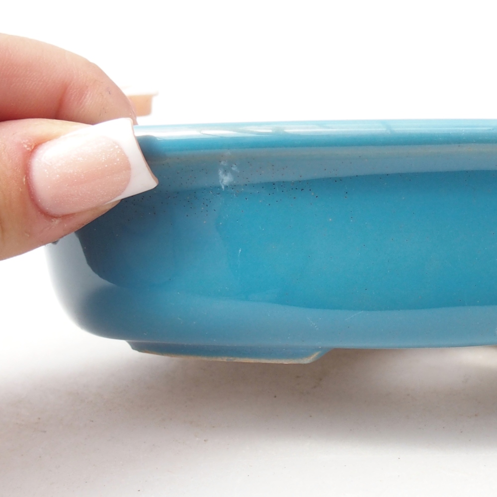 Ceramic bonsai bowl 14,5 x 10,5 x 3,5 cm, colour blue