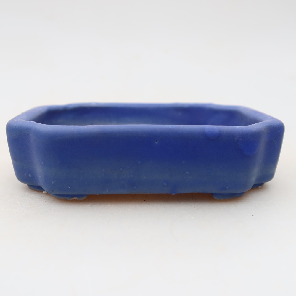 Ceramic bonsai pot, 10 x 8 x 2.5 cm, blue