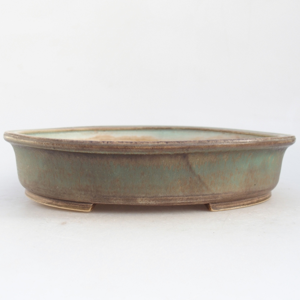 Ceramic bonsai bowl 24 x 21 x 5 cm, green