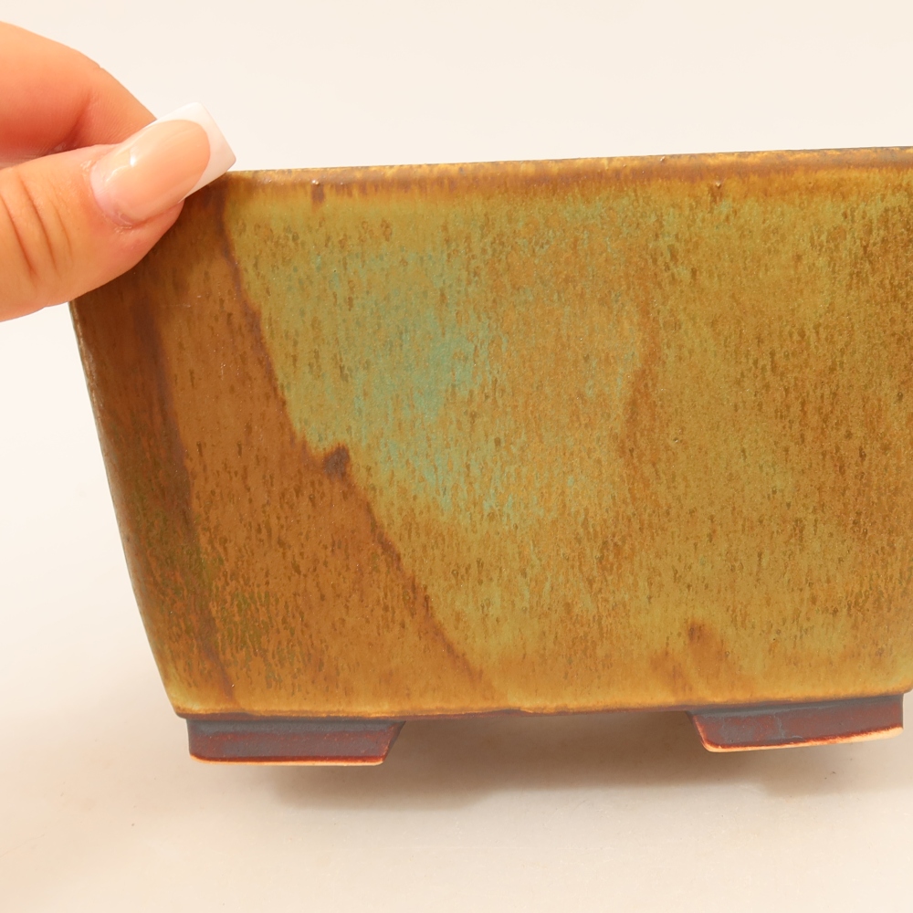 Ceramic bonsai bowl 16 x 16 x 10 cm, green