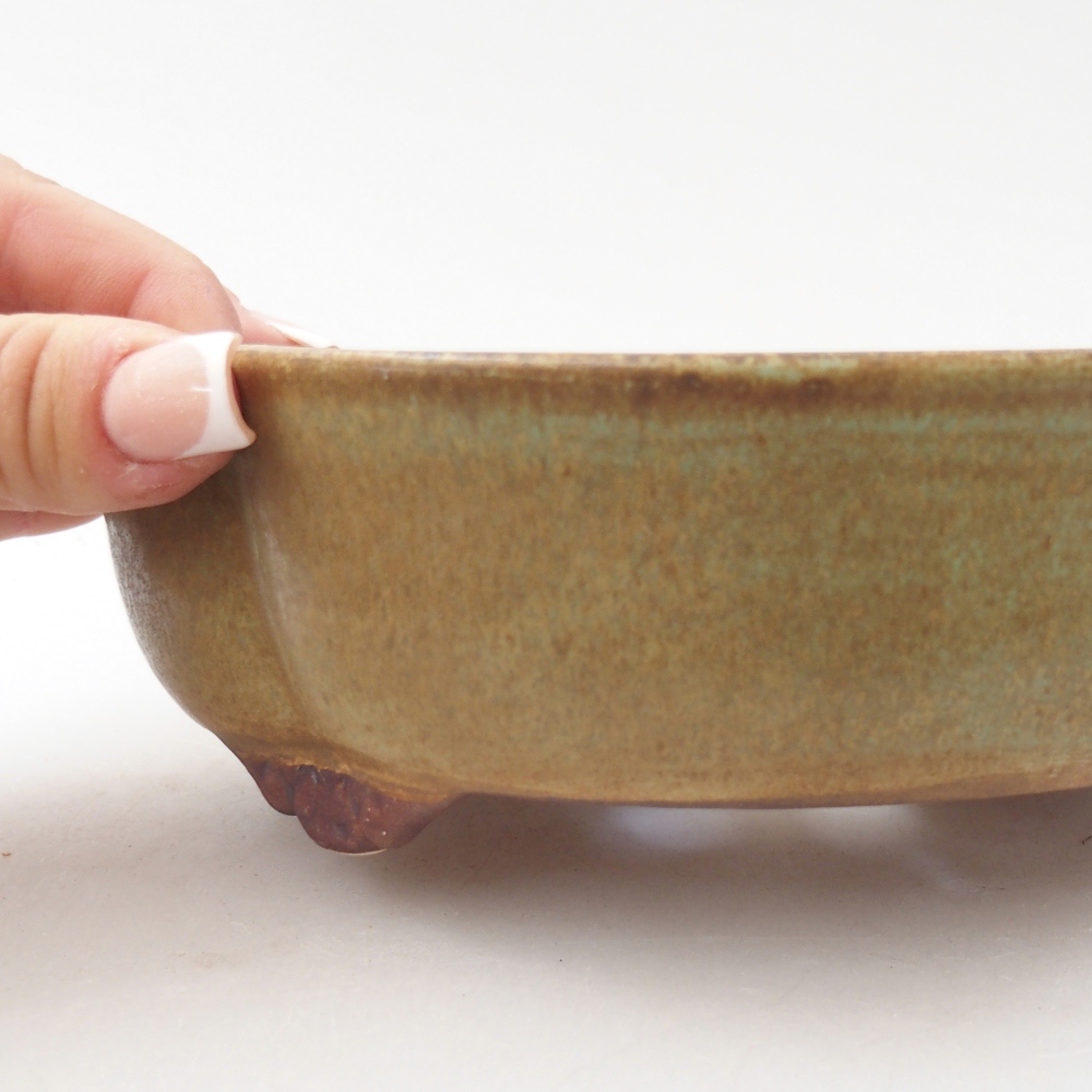 Ceramic bonsai bowl 17 x 15 x 5,5 cm, green