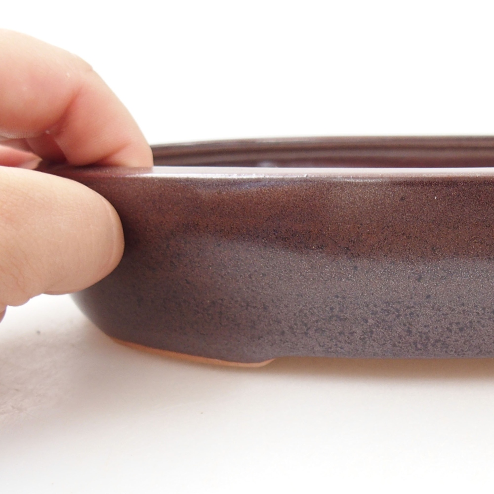 Ceramic bonsai bowl 22 x 16,5 x 4 cm, color brown
