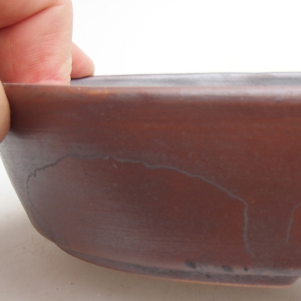 Ceramic bonsai bowl 18,5 x 13 x 4 cm, metal colour