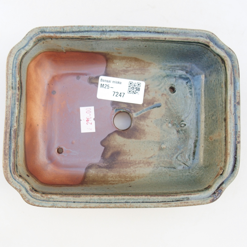 Ceramic bonsai bowl 18 x 13,5 x 5 cm, green