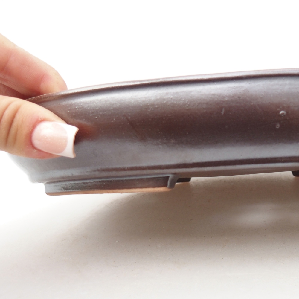 Ceramic bonsai bowl 25 x 20 x 4 cm, brown