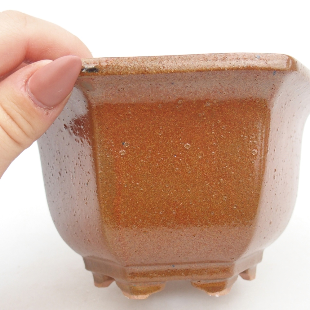 Ceramic bonsai bowl 13 x 11,5 x 8 cm, brown