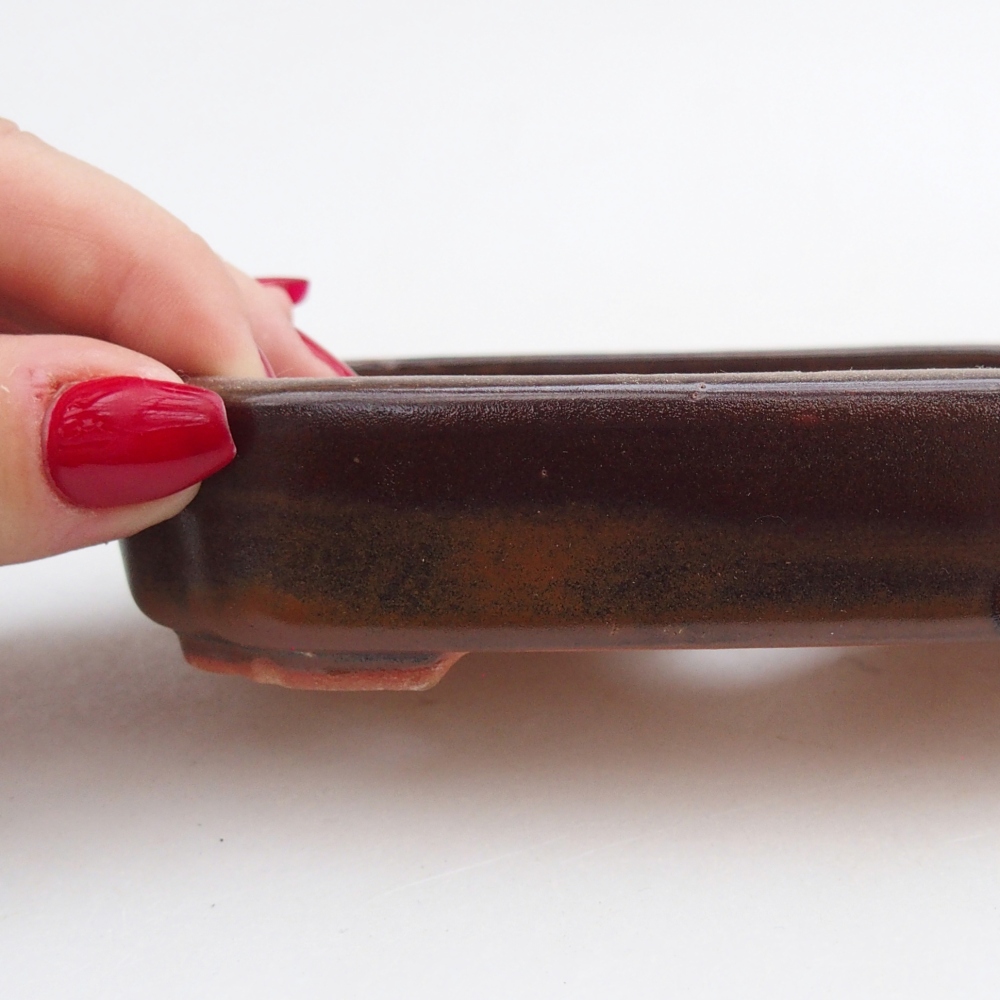Ceramic bonsai bowl 13 x 9 x 3 cm, brown