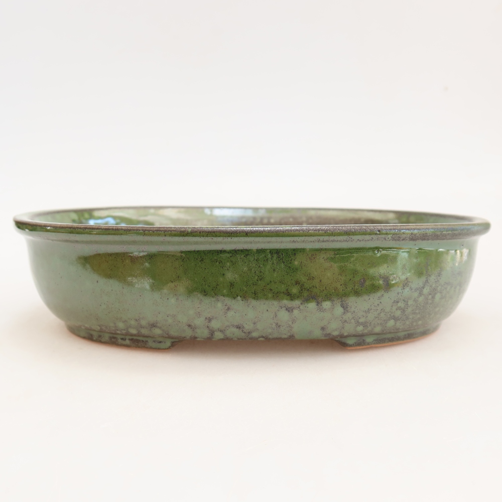 Ceramic bonsai bowl 22 x 17 x 5 cm, green