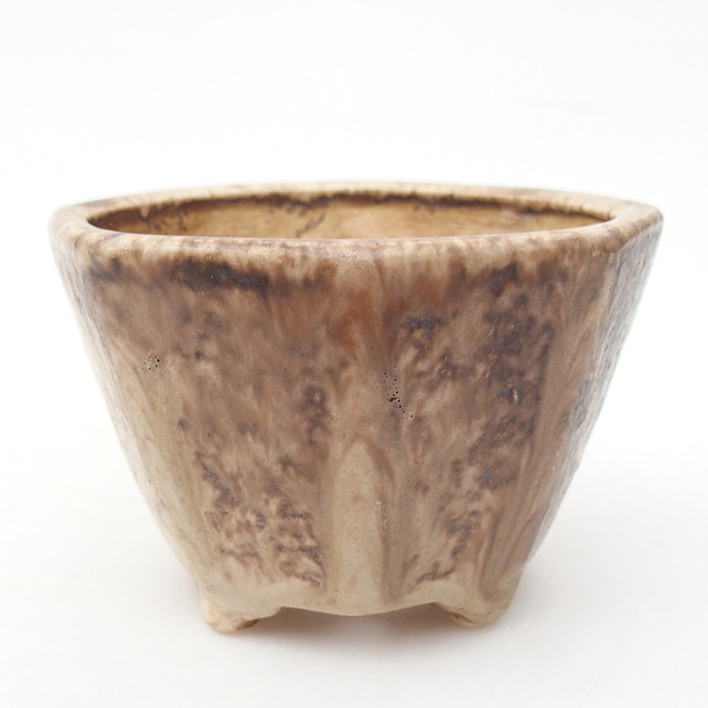 Ceramic bonsai bowl 8,5 x 8,5 x 6 cm, color beige