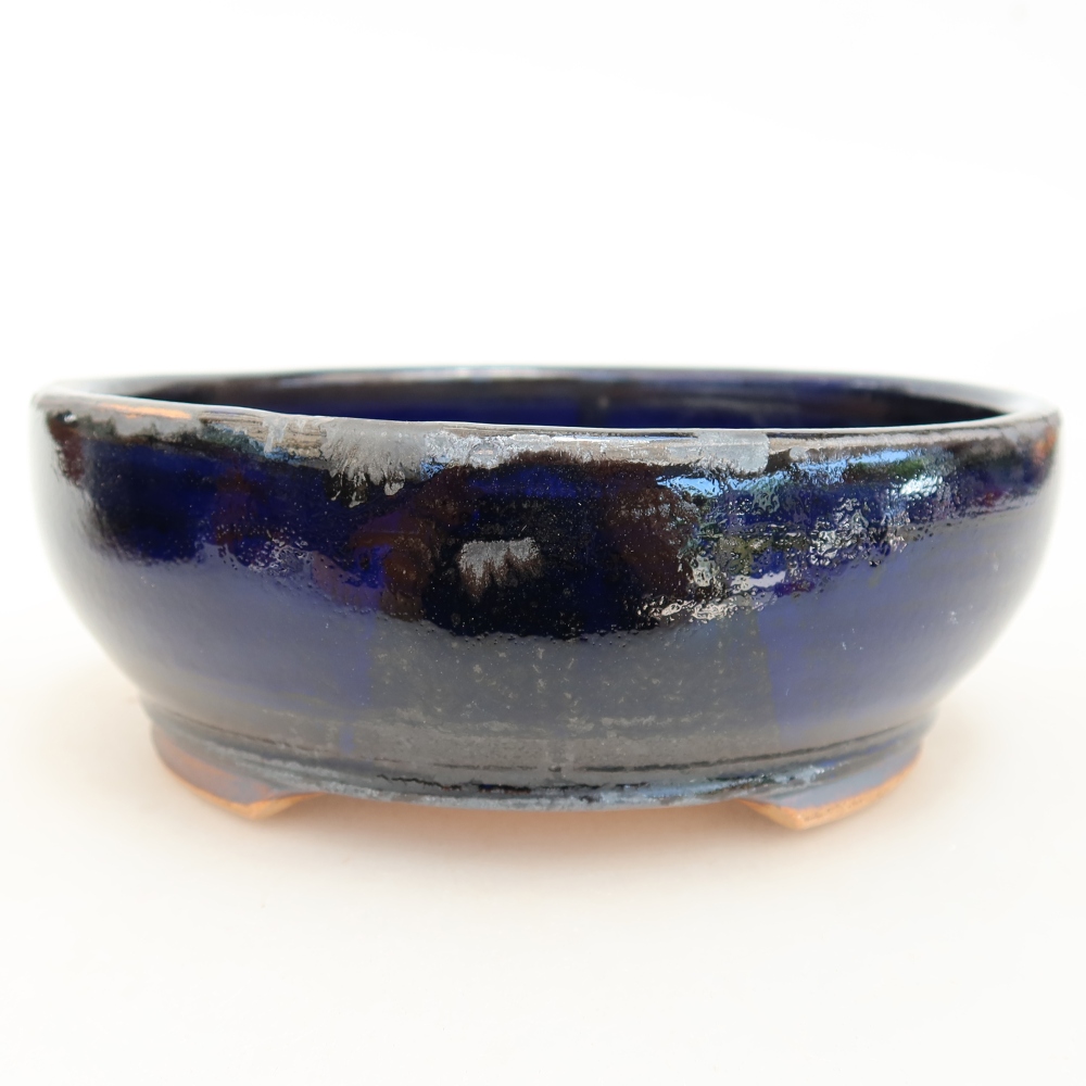 Ceramic bonsai pot, 14 x 14 x 5 cm, blue