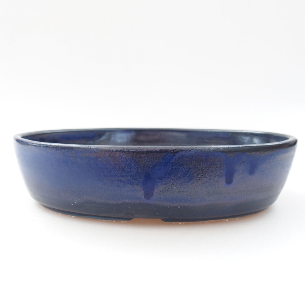 Ceramic bonsai bowl 18,5 x 13,5 x 4,5 cm, color blue