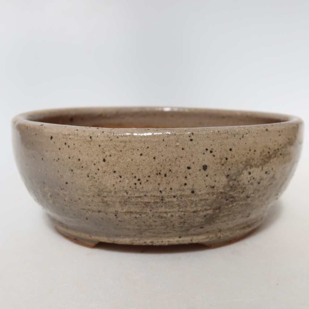 Ceramic bonsai pot, 14 x 14 x 5.5 cm, beige