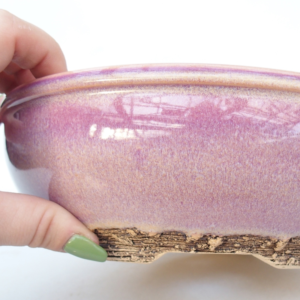 Ceramic bonsai bowl 20,5 x 20,5 x 6,5 cm, colour purple