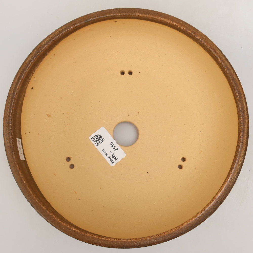 Ceramic bonsai pot, 22.5 x 22.5 x 7 cm, brown