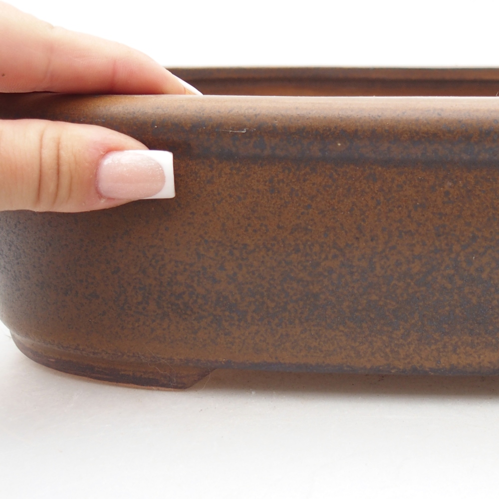 Ceramic bonsai bowl 32 x 25 x 8 cm, brown
