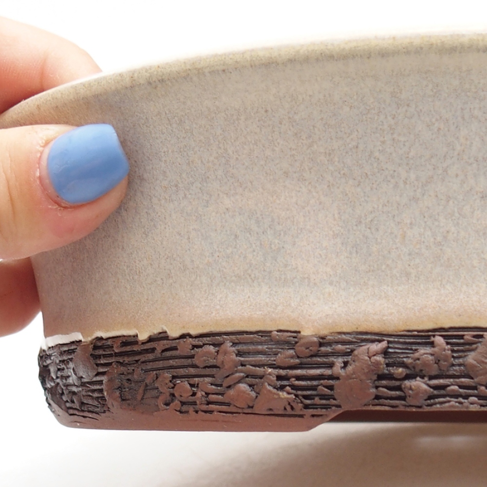 Ceramic bonsai pot 20.5 x 20.5 x 6 cm, beige