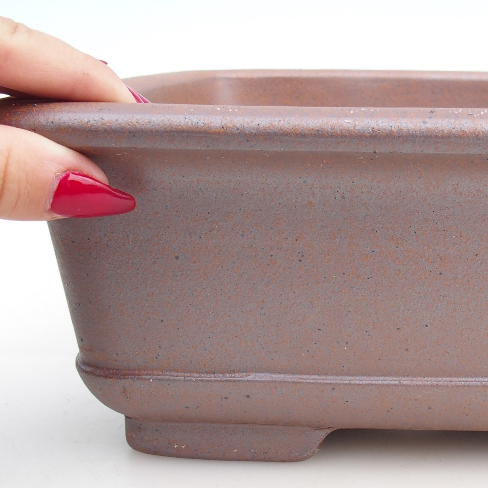 Ceramic bonsai bowl 29 x 21,5 x 9,5 cm, metal colour