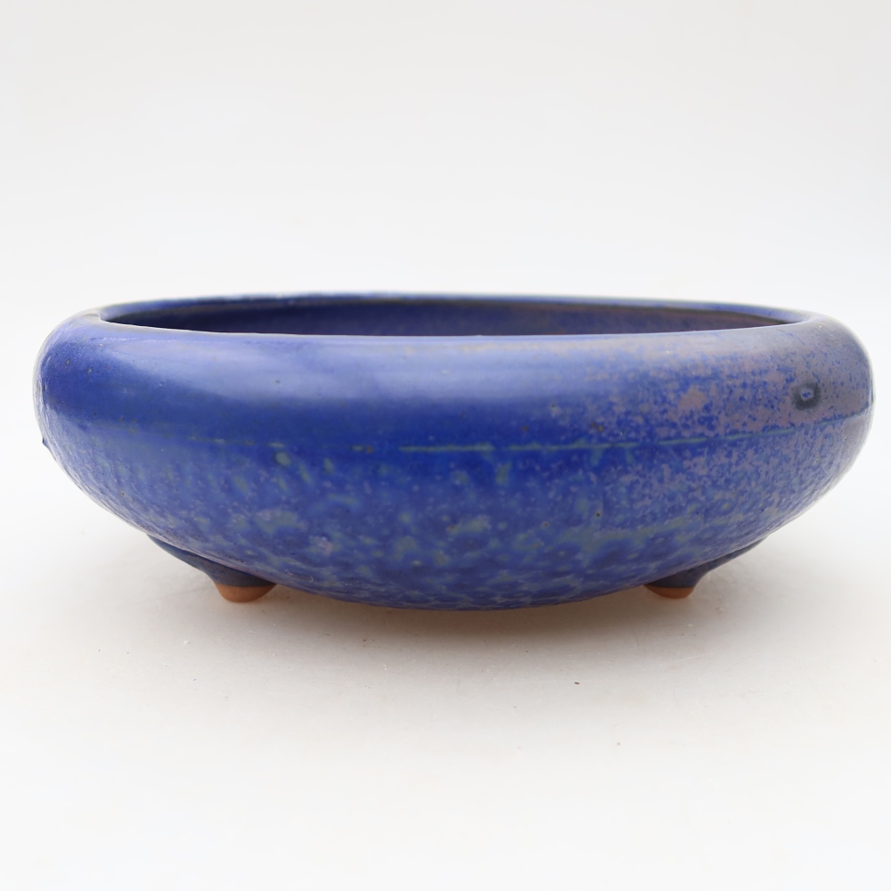 Ceramic bonsai pot, 20 x 20 x 7.5 cm, blue
