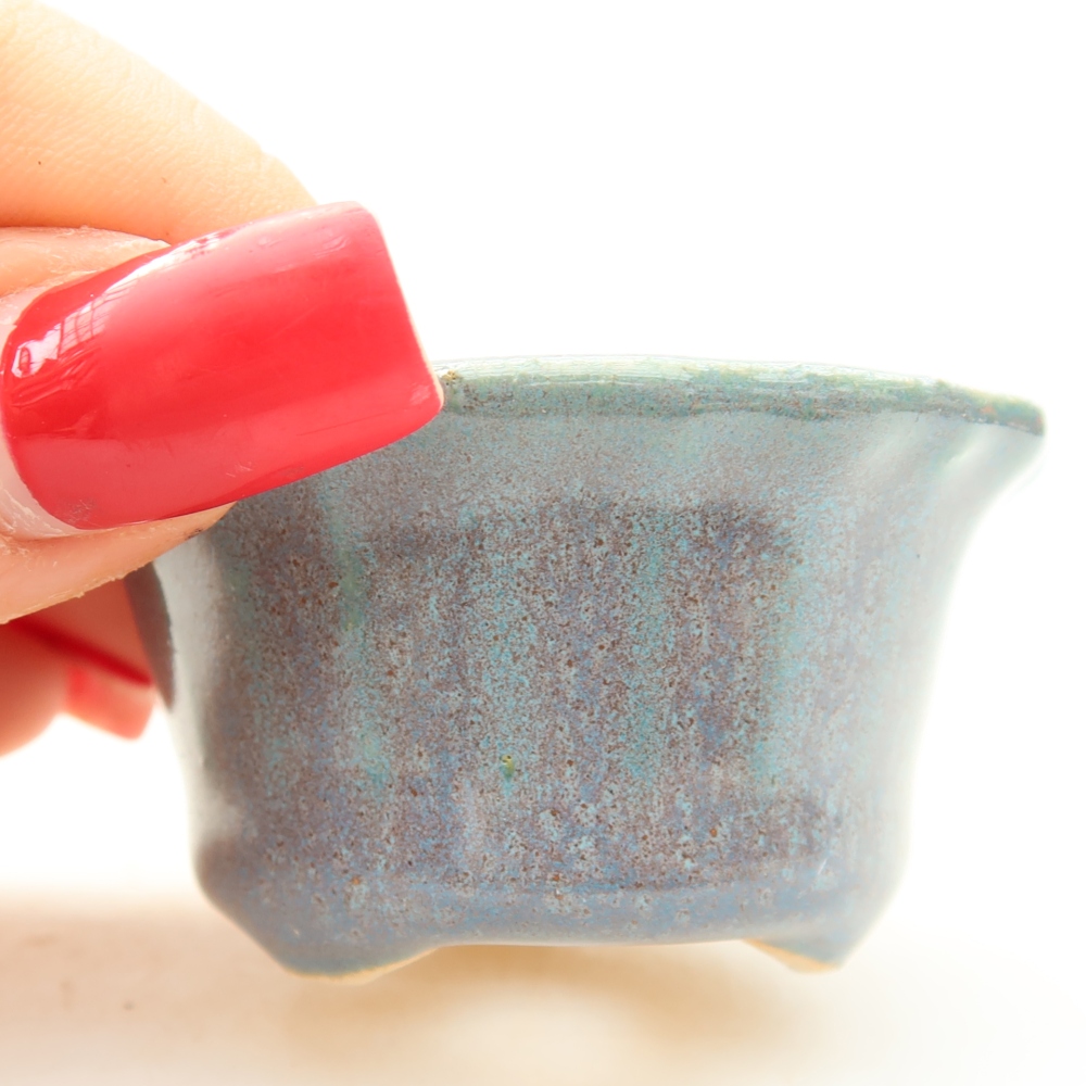 Ceramic bonsai pot, 5.5 x 5.5 x 3 cm, gray