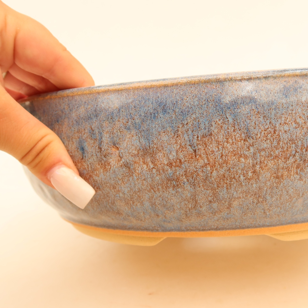 Ceramic bonsai pot, 26.5 x 26.5 x 7.5 cm, blue