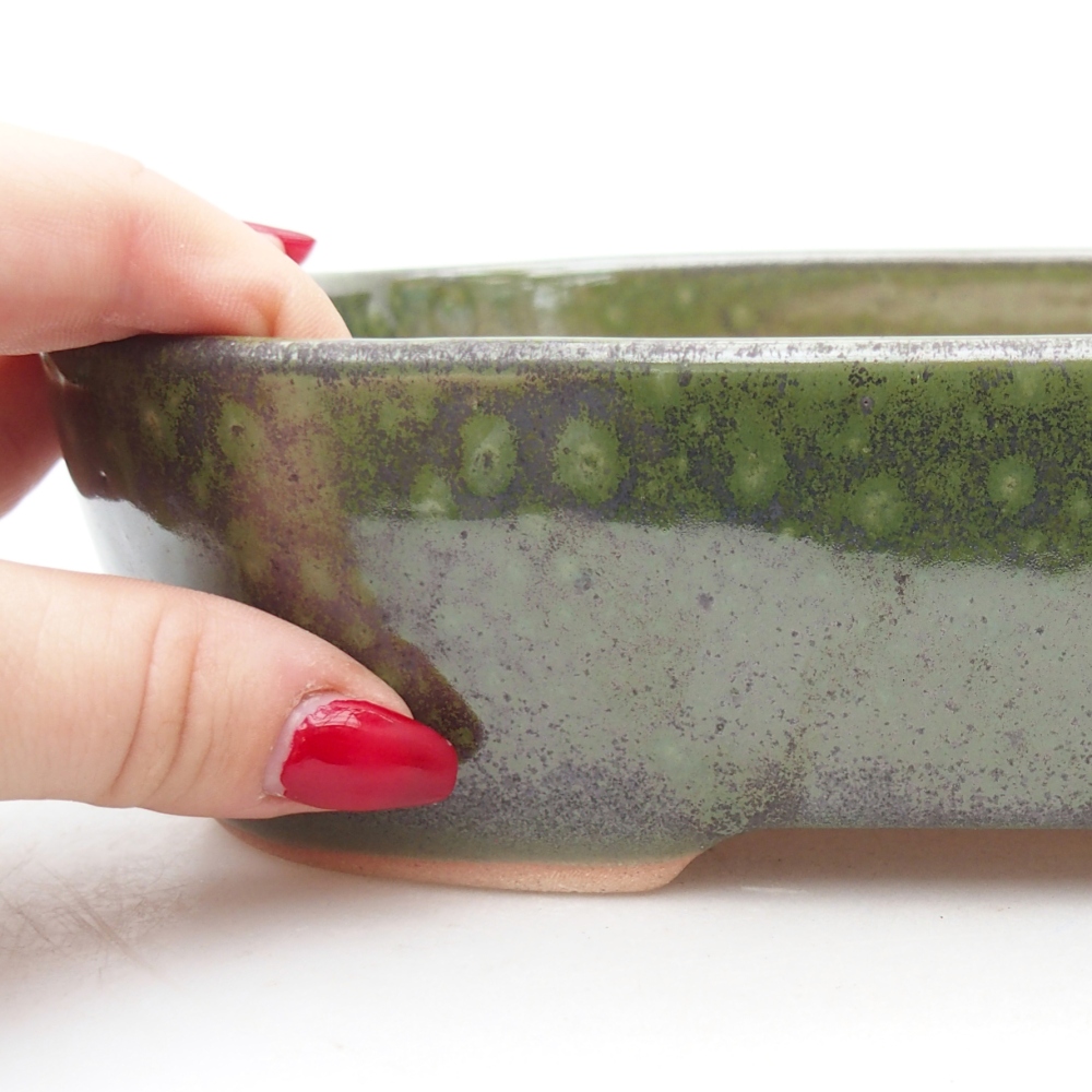 Ceramic bonsai bowl 22,5 x 17 x 6 cm, green