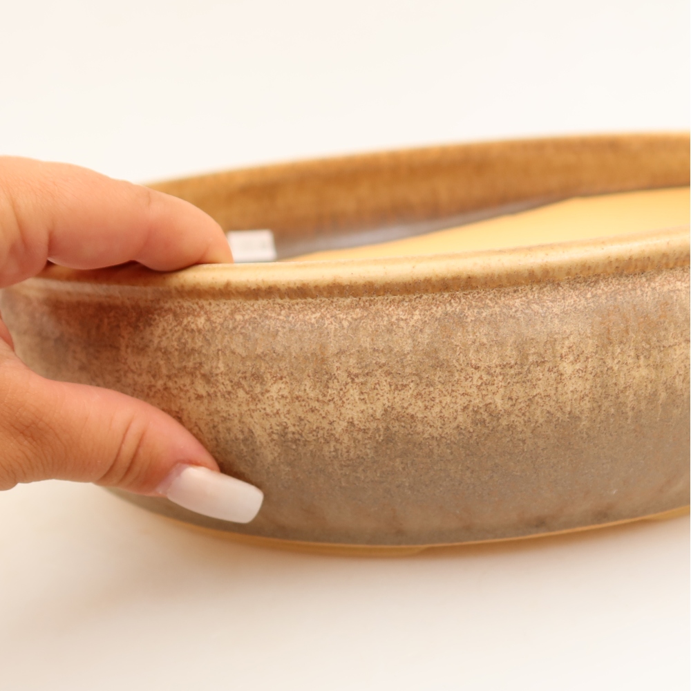 Ceramic bonsai pot, 31 x 31 x 8 cm, beige