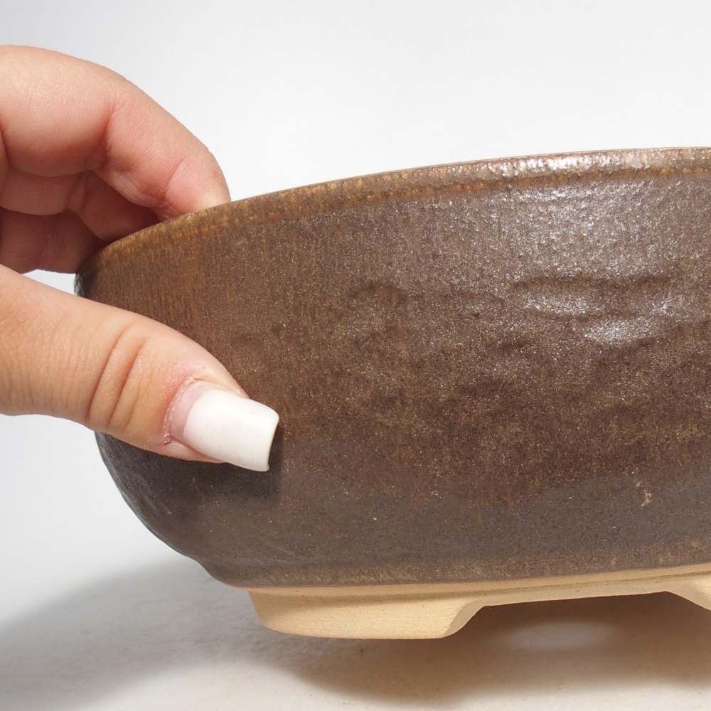 Ceramic bonsai bowl 21 x 21 x 7,5 cm, brown