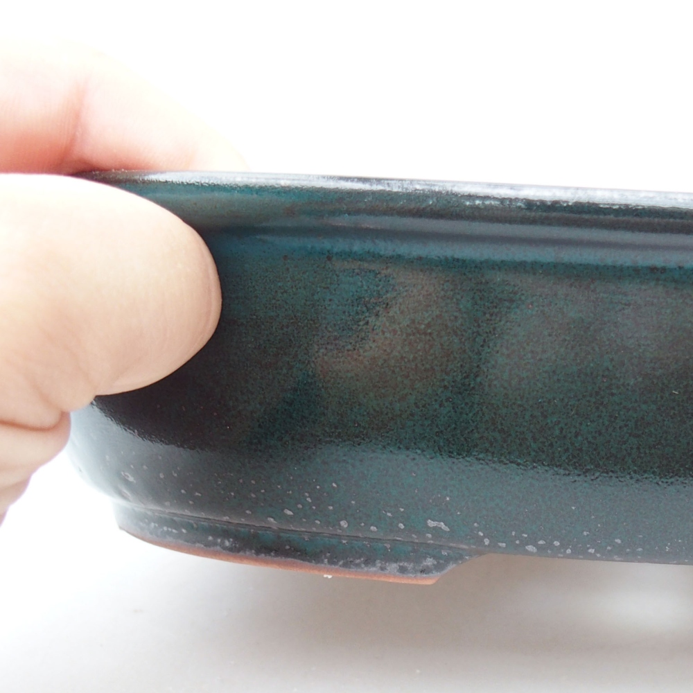 Ceramic bonsai bowl 22 x 17 x 5 cm, color green
