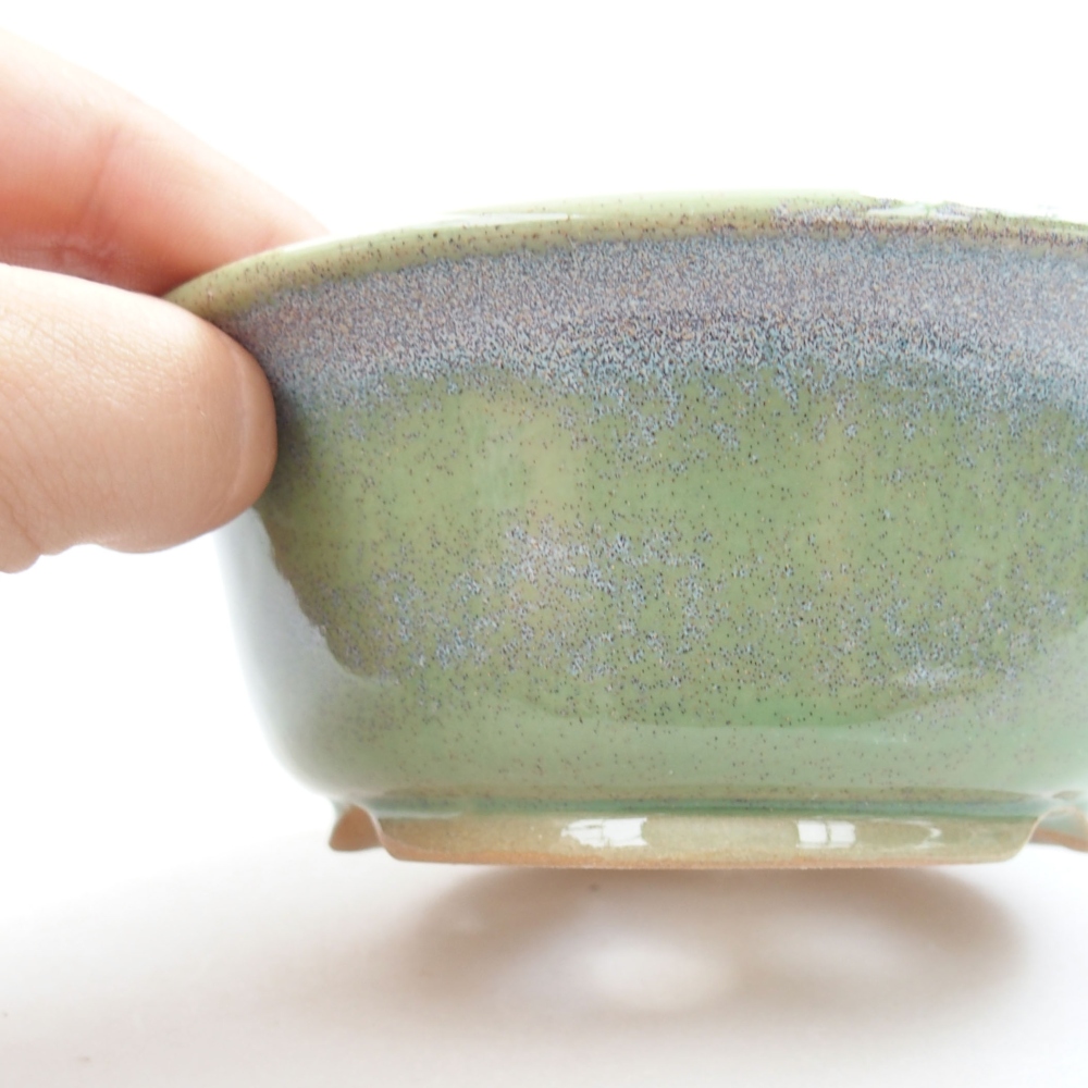 Ceramic bonsai bowl 12,5 x 12,5 x 5 cm, color green
