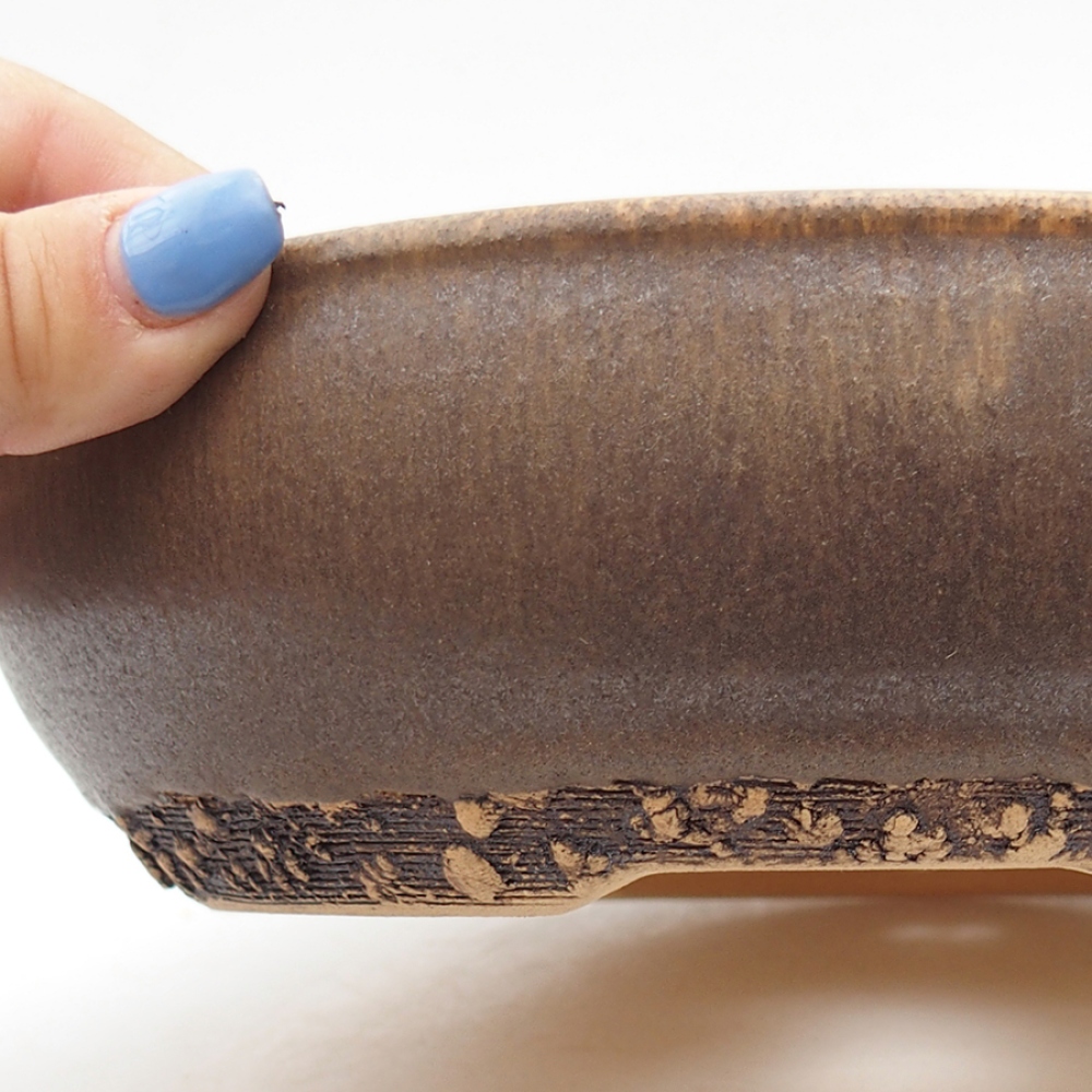 Ceramic bonsai bowl 21 x 21 x 6 cm, color brown