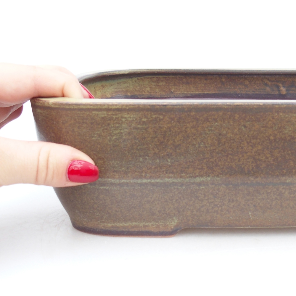 Ceramic bonsai bowl 28 x 20,5 x 7,5 cm, green